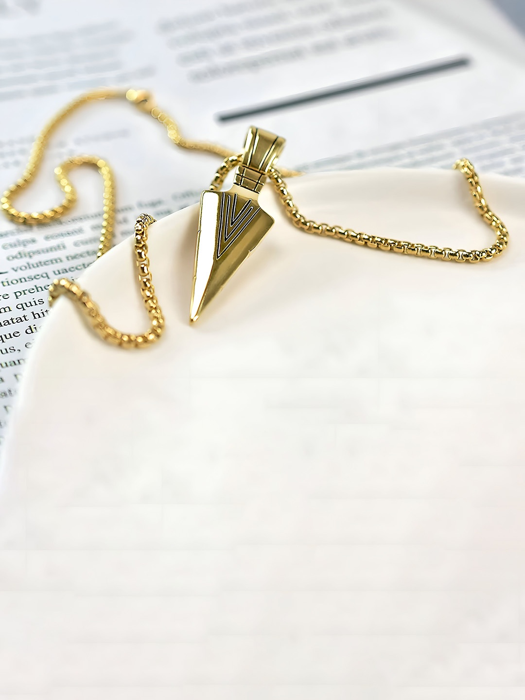 

RUHI COLLECTION Gold-Plated Stainless Steel Triangle Arrow Pendant with Chain
