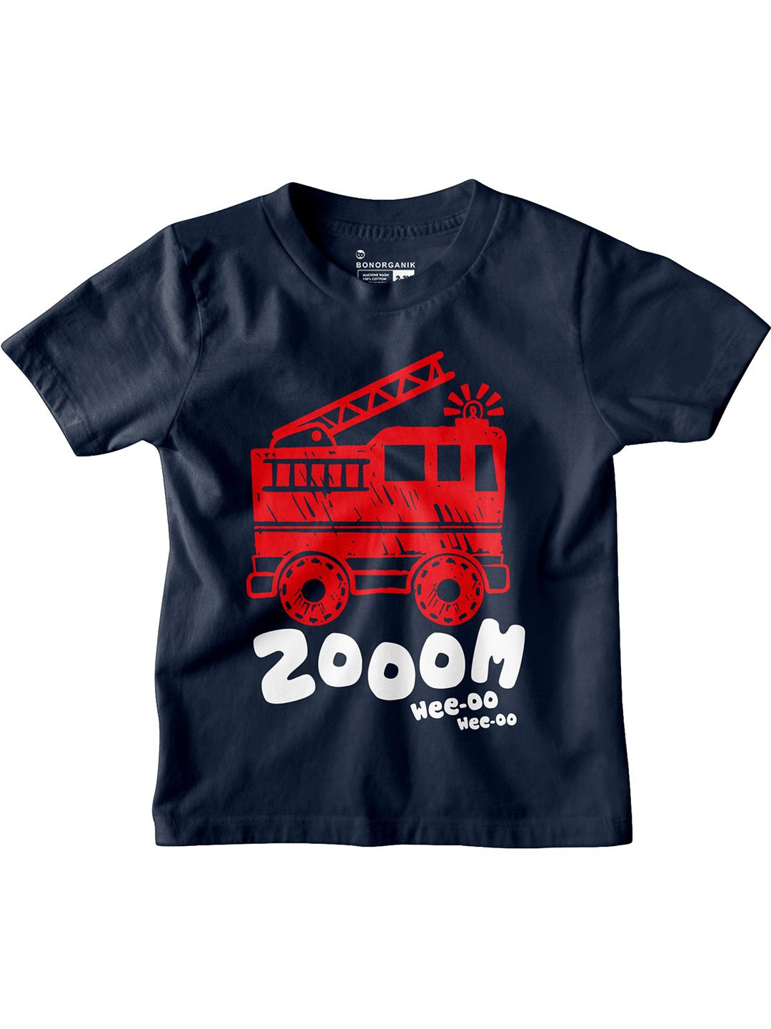 

BonOrganik Boys Graphic Printed Round Neck Cotton T-shirt, Navy blue