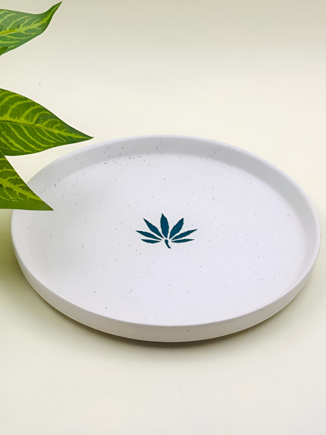 

Lupaava White & Blue Printed Dishwasher Safe Ceramic Plate