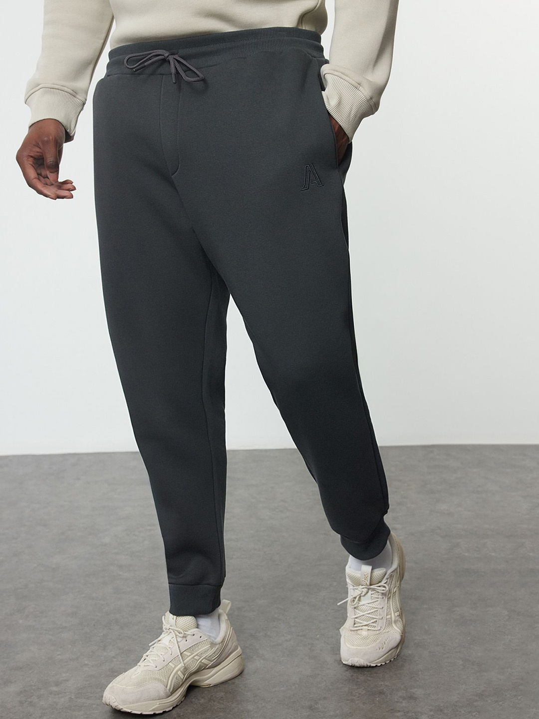 

Trendyol Men Antrasit Plus Size Regular Fit Joggers, Grey