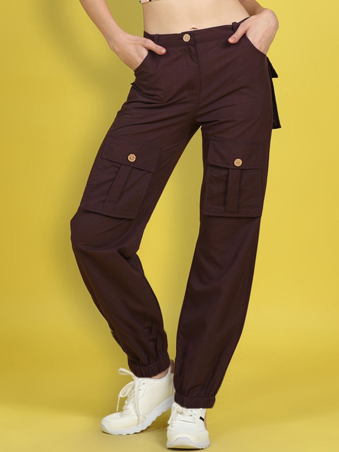 

Cutiekins Girls Mid-Rise Easy Wash Regular Fit Cargos Trousers With Pocket Detailing, Coffee brown