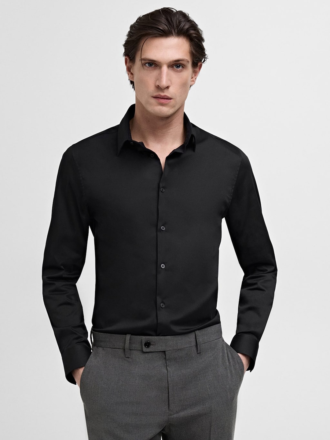 

MANGO MAN Opaque Formal Shirt, Black