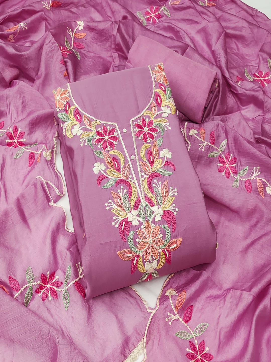 

Maroosh Embroidered Unstitched Dress Material, Pink