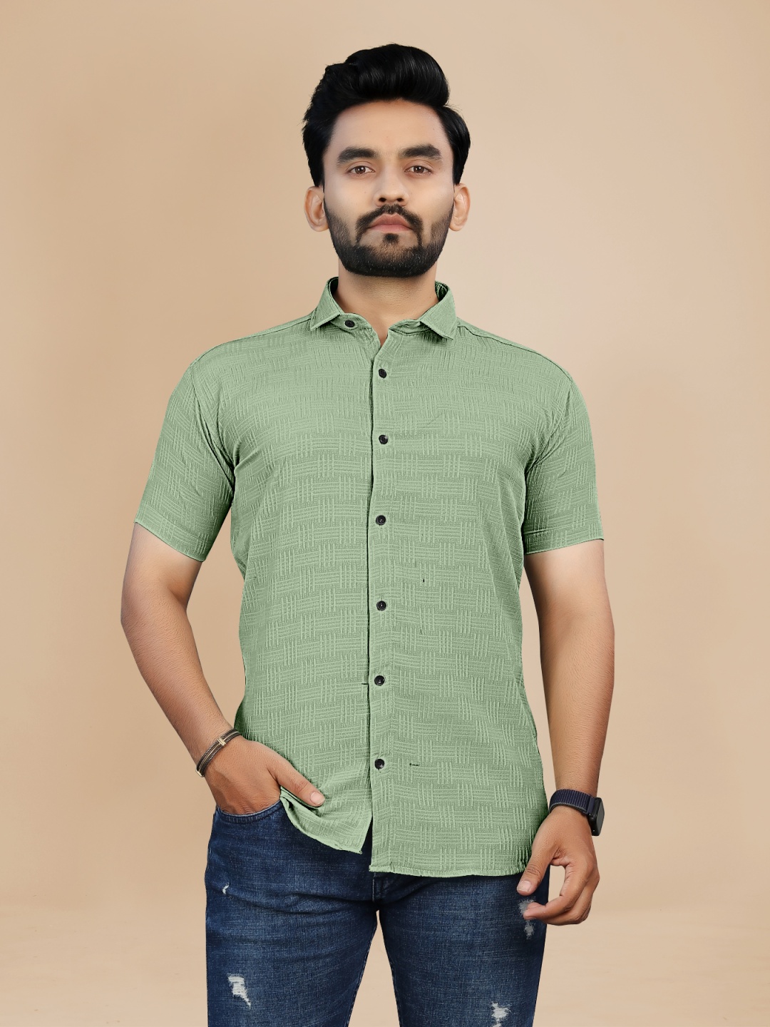 

Fashion FRICKS Men Opaque Casual Shirt, Lime green