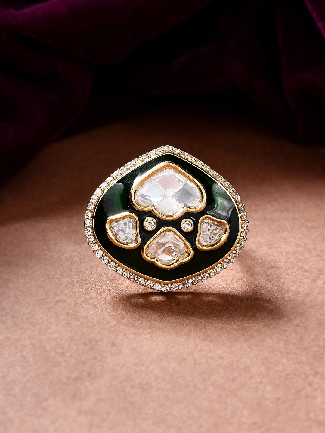 

Voylla Kundan Elegance Rajputana Ring, Gold