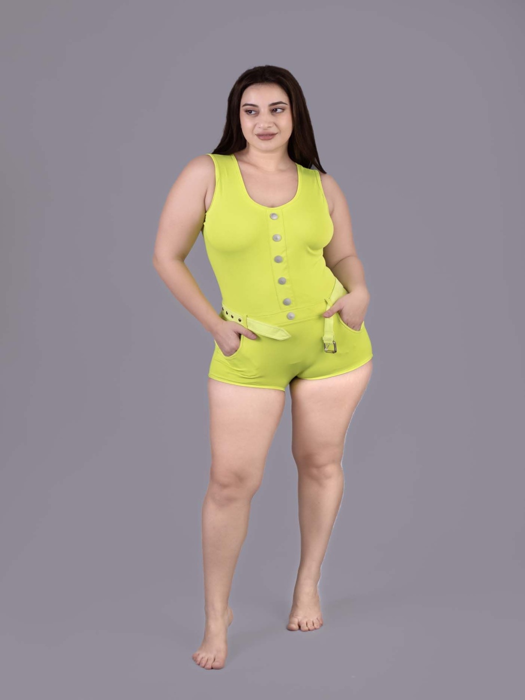 

Keepfit Women Plus Size Sleeveless Bodysuit Swimwear, Yellow