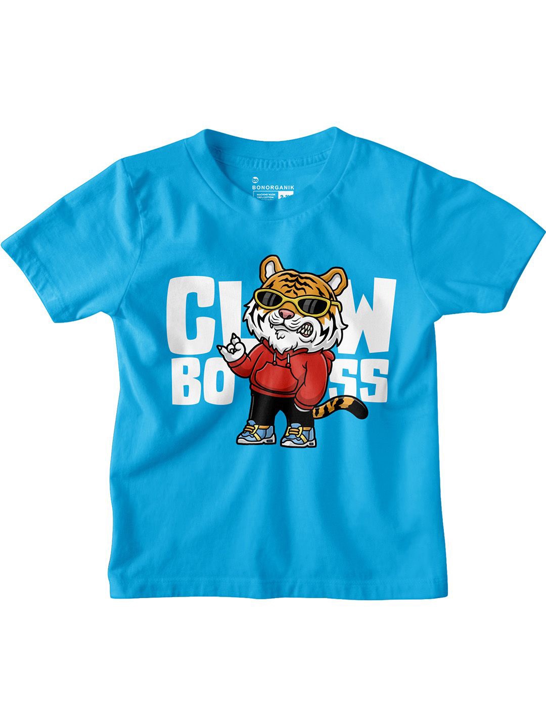

BonOrganik Boys Graphic Printed Round Neck Cotton T-shirt, Turquoise blue