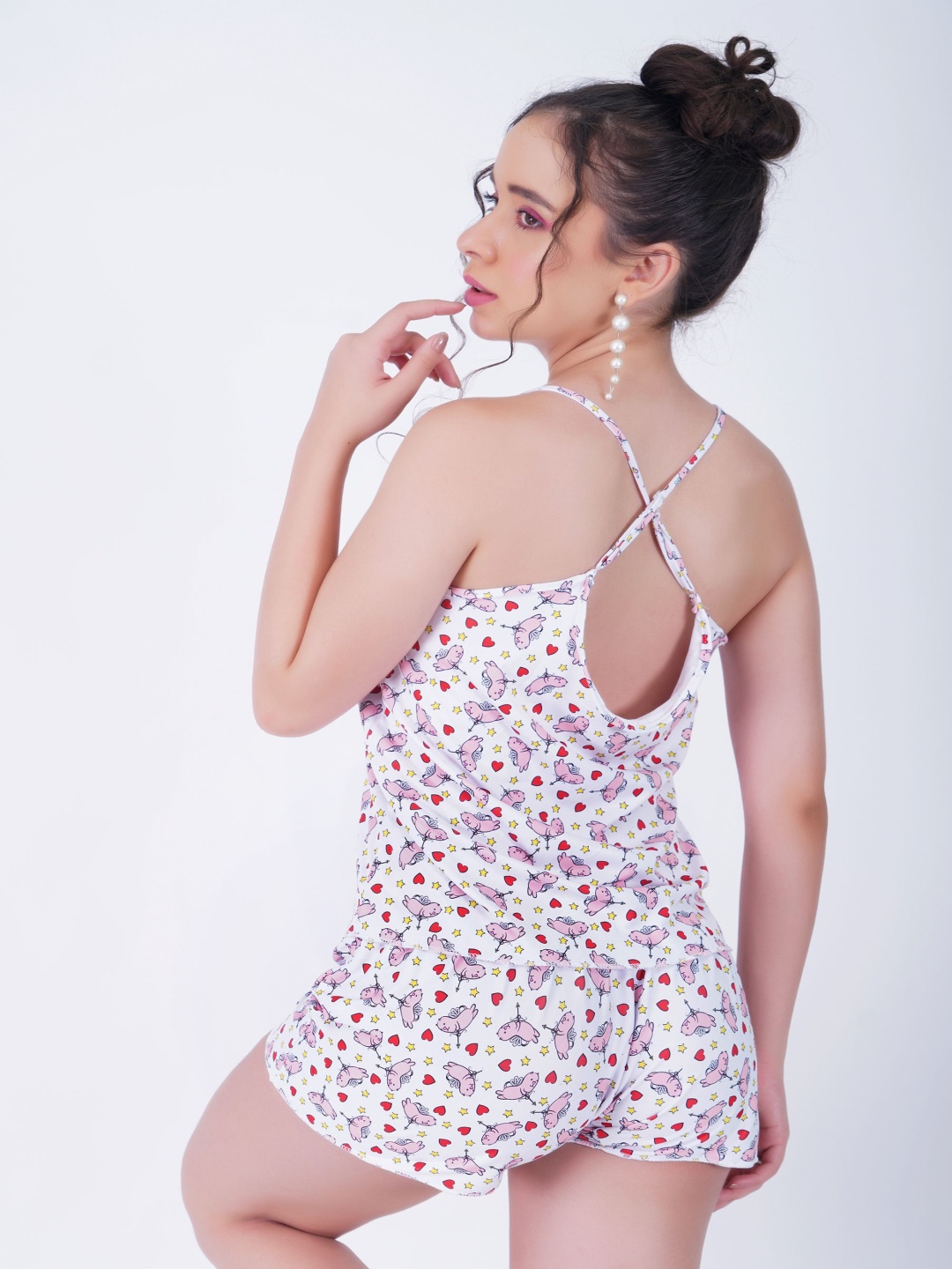 

SSoShHub Satin Printed Baby Doll, White