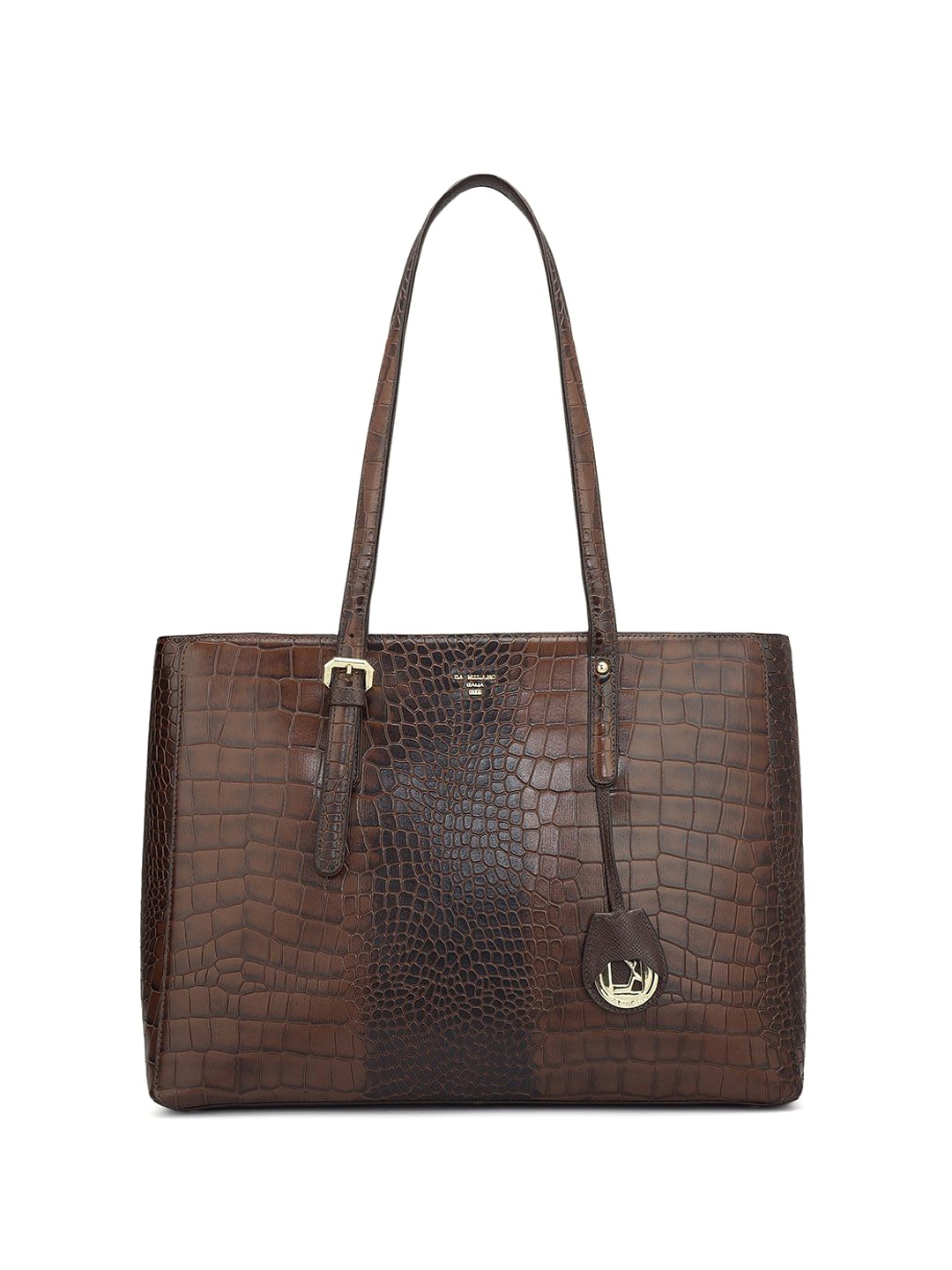 

Da Milano Animal Textured Leather Shopper Tote Bag, Brown