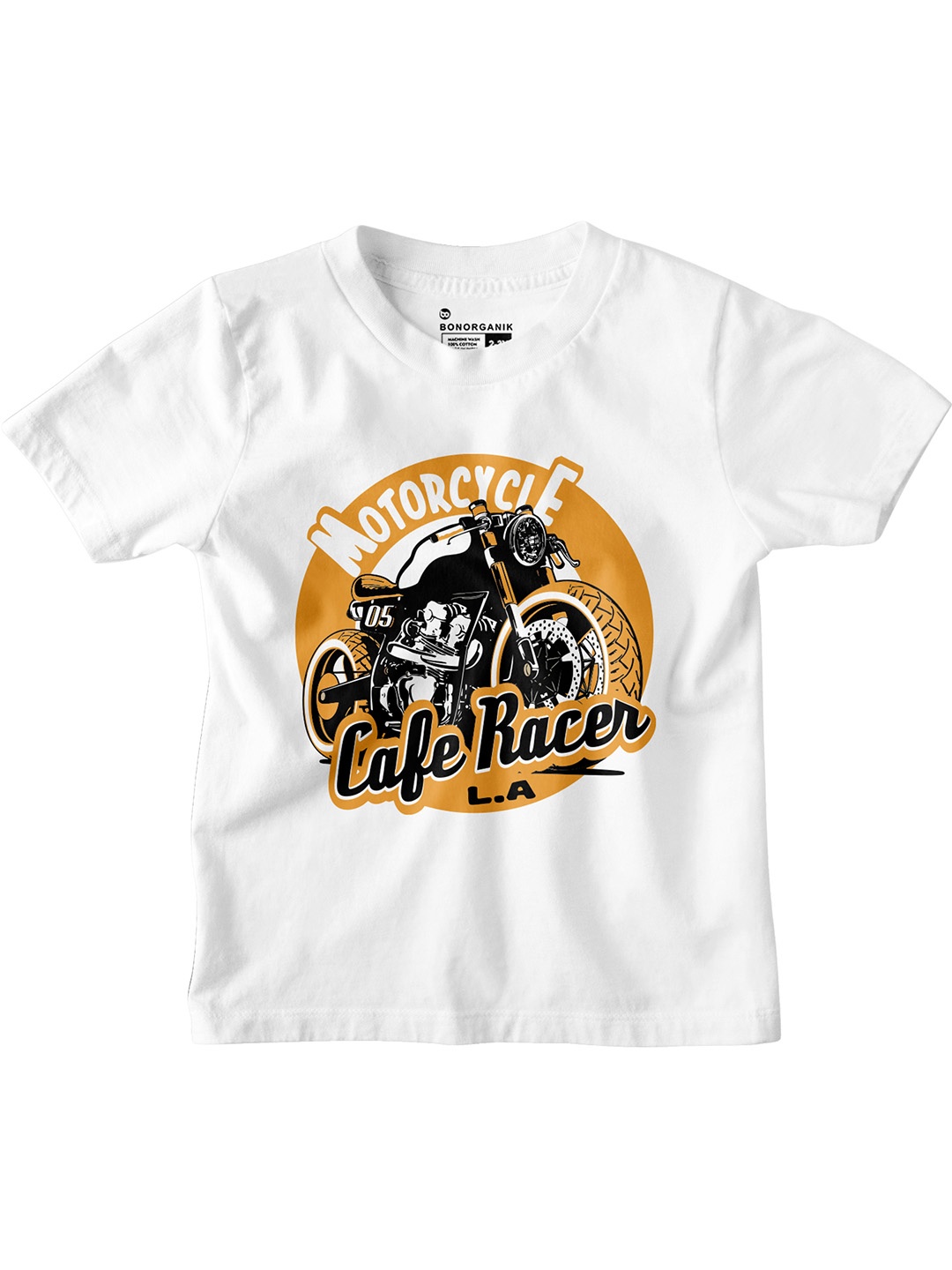 

BonOrganik Boys Graphic Printed Round Neck Cotton T-shirt, White