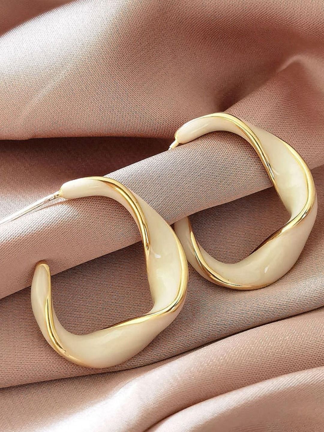 

BEYTER Sterling Silver Contemporary Half Hoop Earrings, Gold