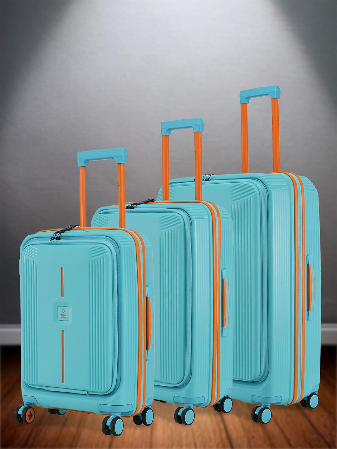 

Nasher Miles Alexandria Polypropylene Set of 3 S/M/L Teal Peach Trolley Bags (55-65-75 cm)