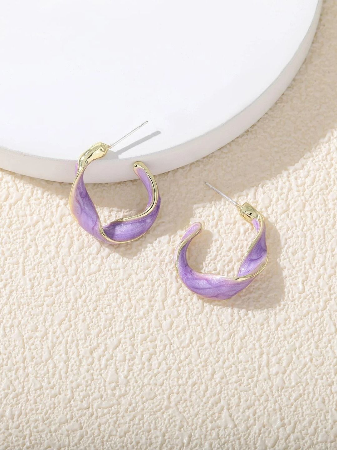 

BEYTER Sterling Silver Contemporary Half Hoops, Purple