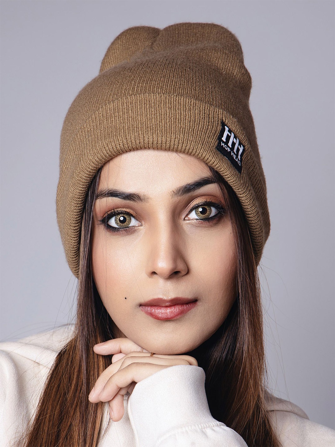 

HOP HEAD Men Woollen Beanie, Brown