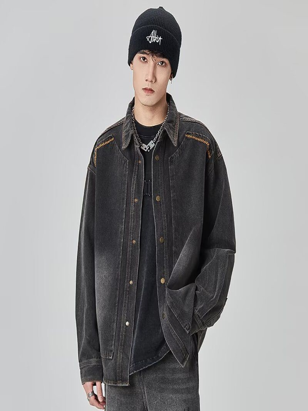 

StyleCast Men Washed Lightweight Denim Jacket, Black