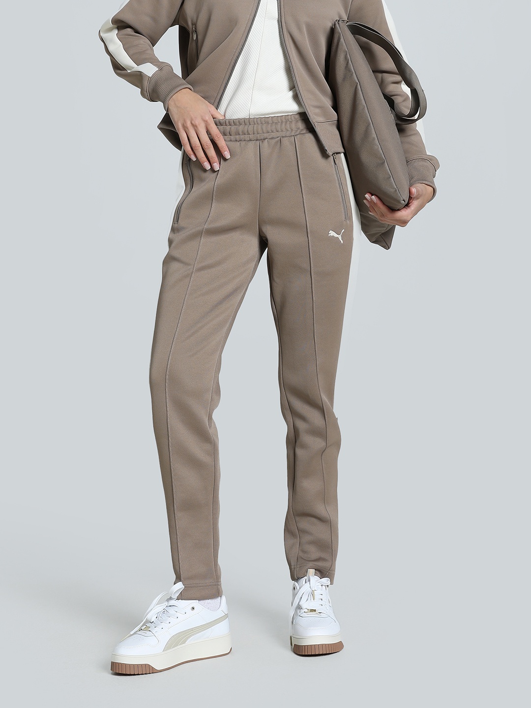

Puma T7 Always On Women Slim Fit Track Pants, Taupe