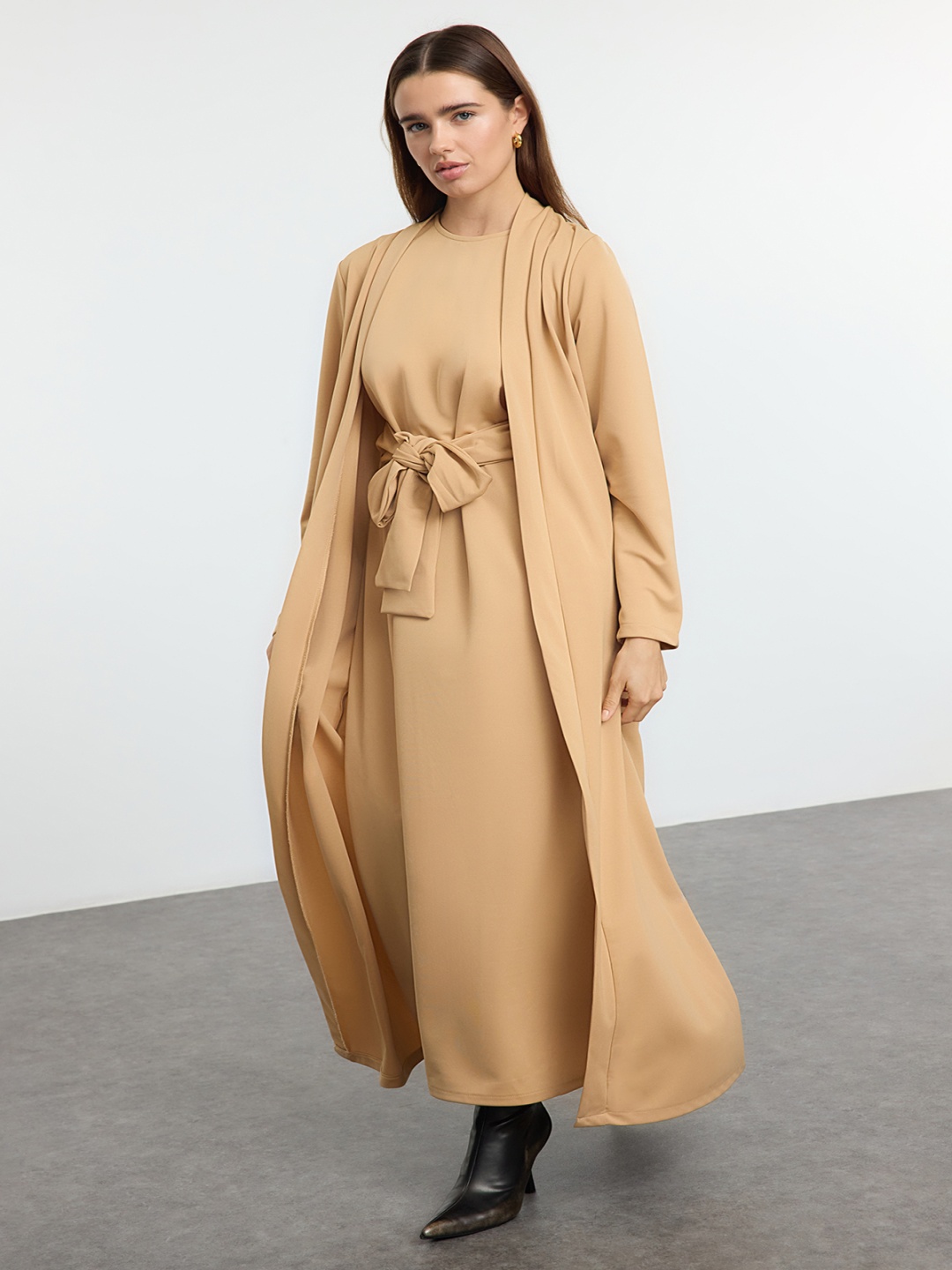 

Trendyol Slit Sleeve A-Line Maxi Dress, Na