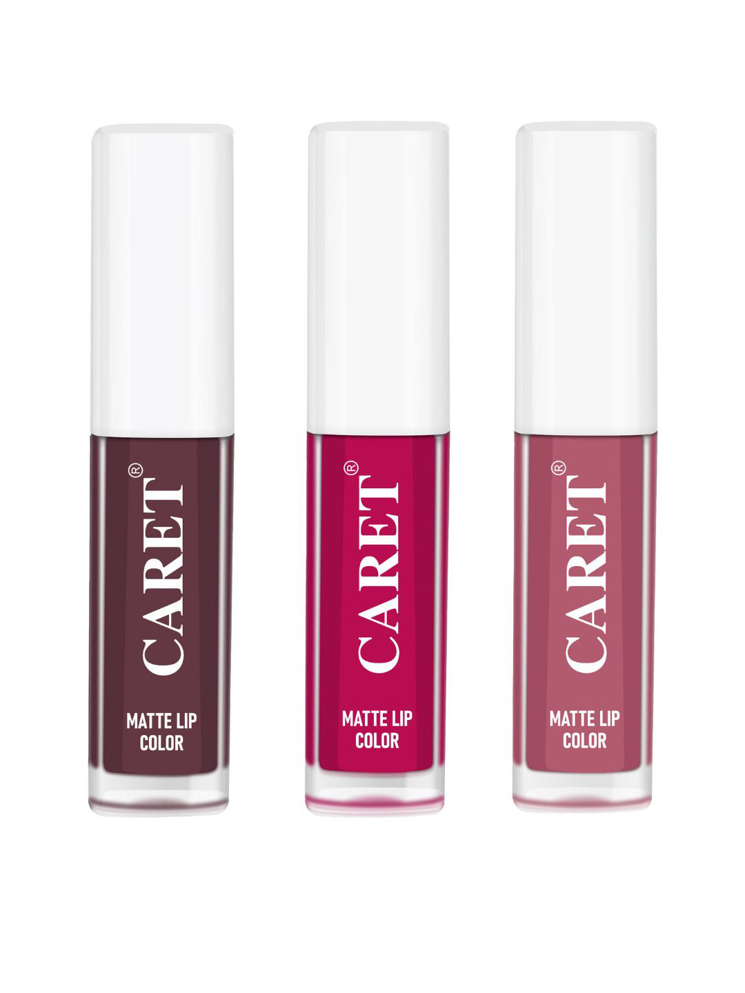 

CARET ORGANIC Set Of 3 Super-Pigmented Liquid Matte Lipsticks - 6 ml - Shade 7-5-2, Pink