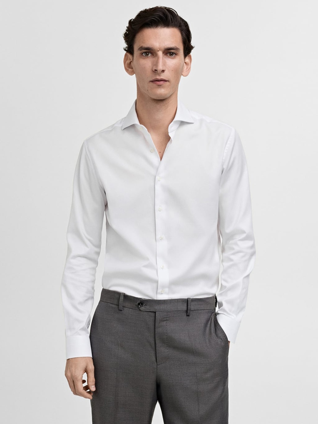 

MANGO MAN Oxford Weave Slim Fit Shirt, White