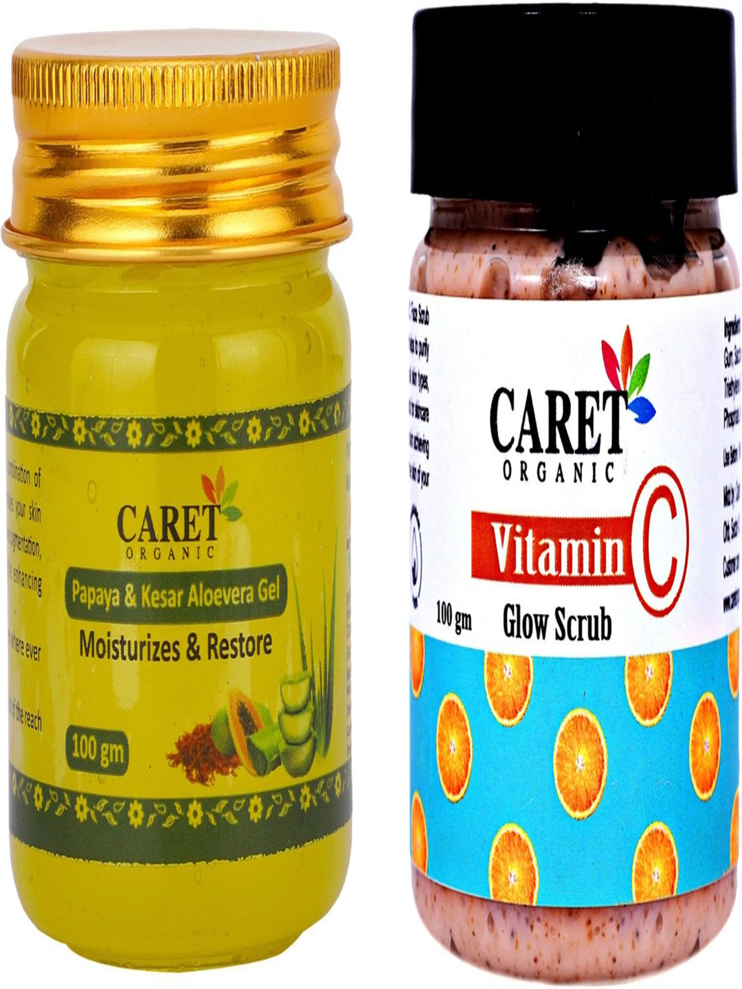 

CARET ORGANIC Set Of 2 Vitamin C Glow Scrub With Papaya, Kesar & Aloevera Gel - 100g Each, Multi