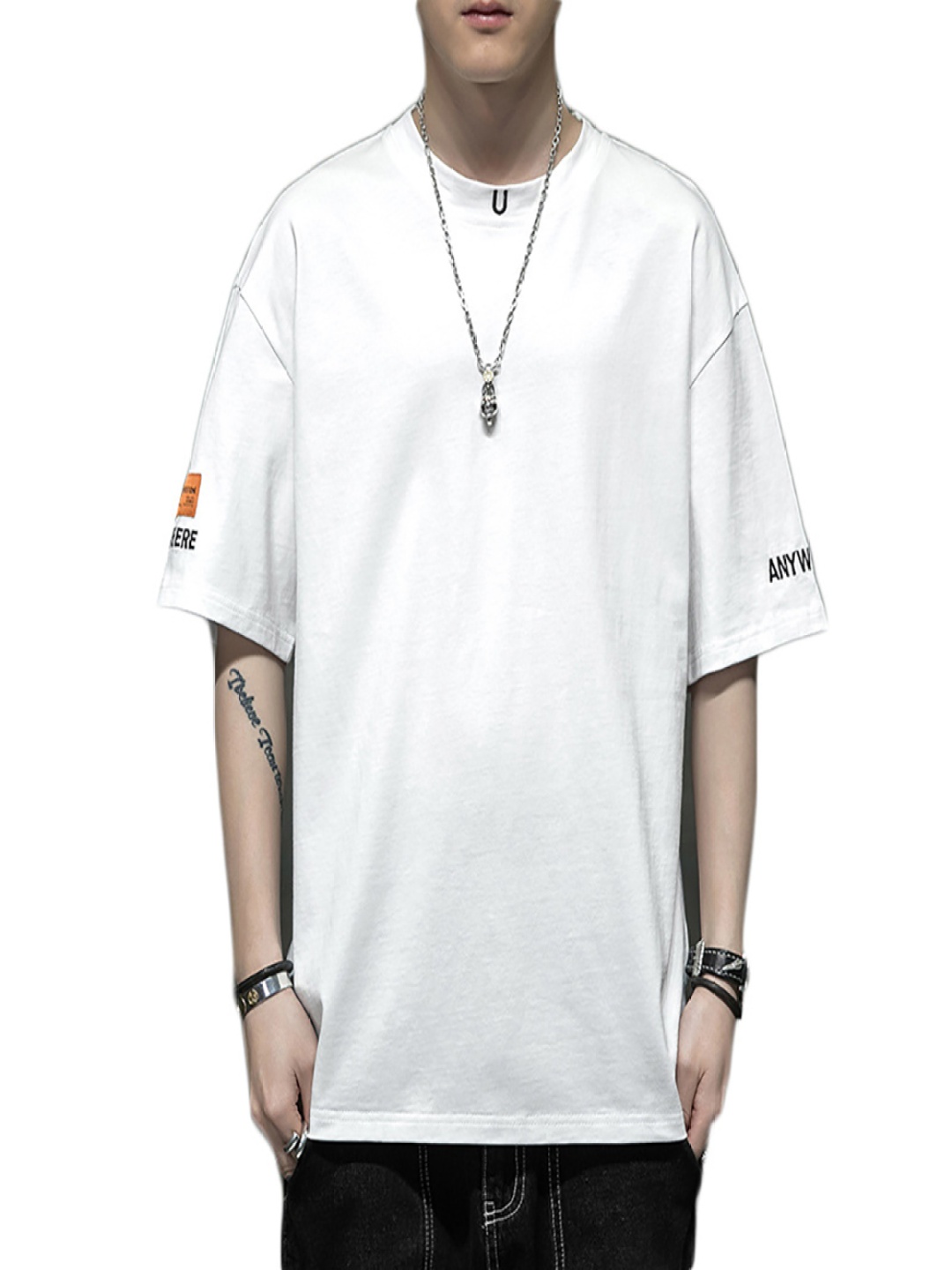 

StyleCast x Revolte Men Solid Round Neck Oversized T-shirt, White