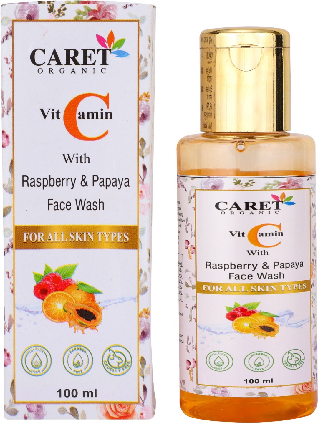 

CARET ORGANIC Set Of 2 Vitamin C With Raspberry Face Wash & Kojic Acid Soap, Multi