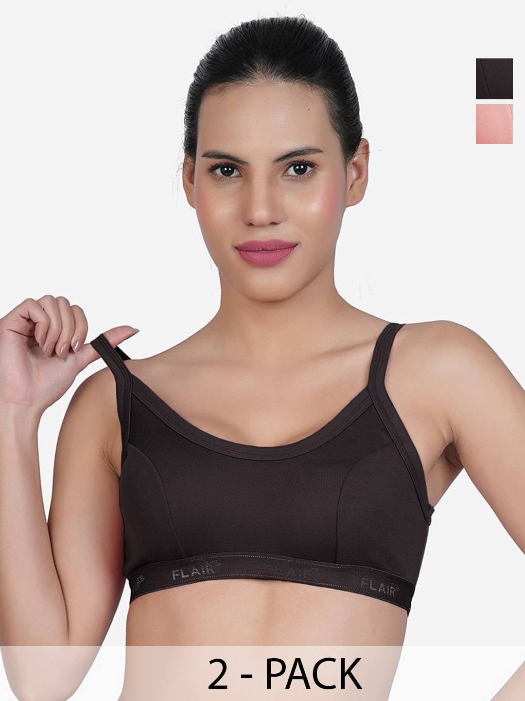 

SHYAM SONS FLAIR Pack Of 2 Full Coverage Workout Bra, Black