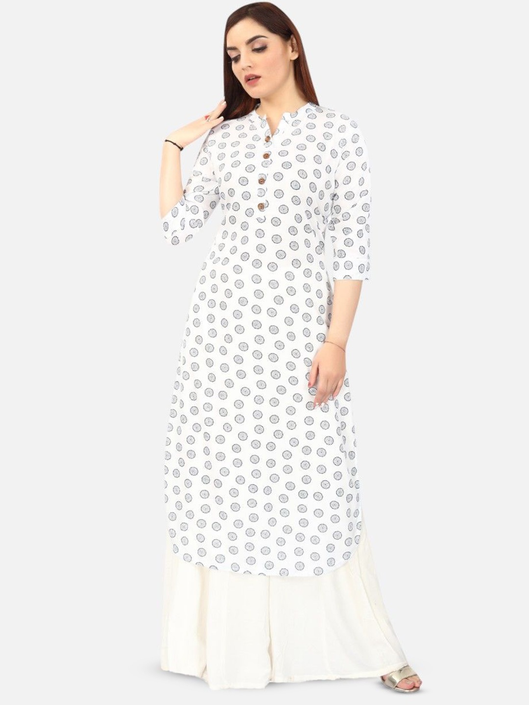 

Biyu Women Printed Straight Kurta, White