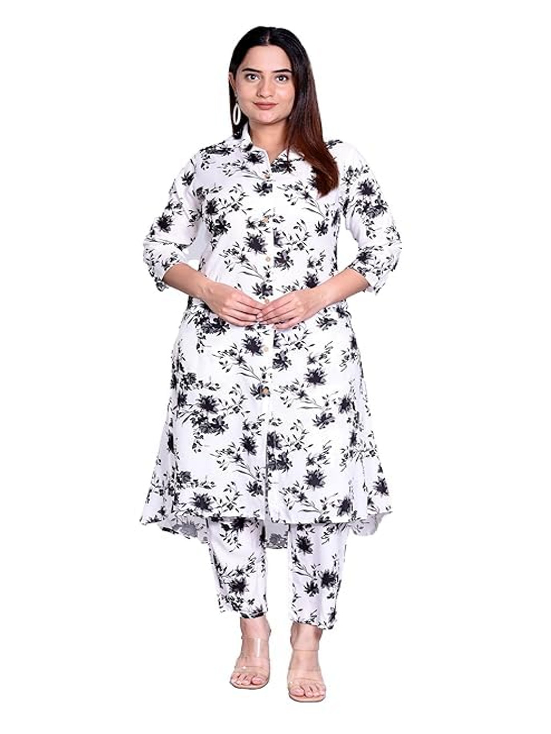 

13-Star Floral Shirt Midi Dress, White