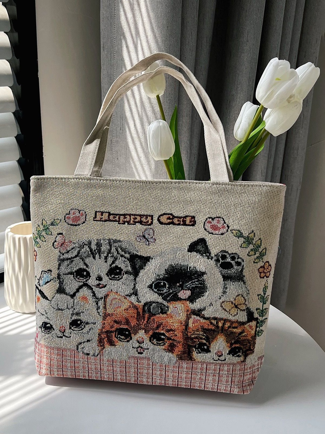 

StyleCast Women Graphic Printed Shopper Tote Bag, Beige