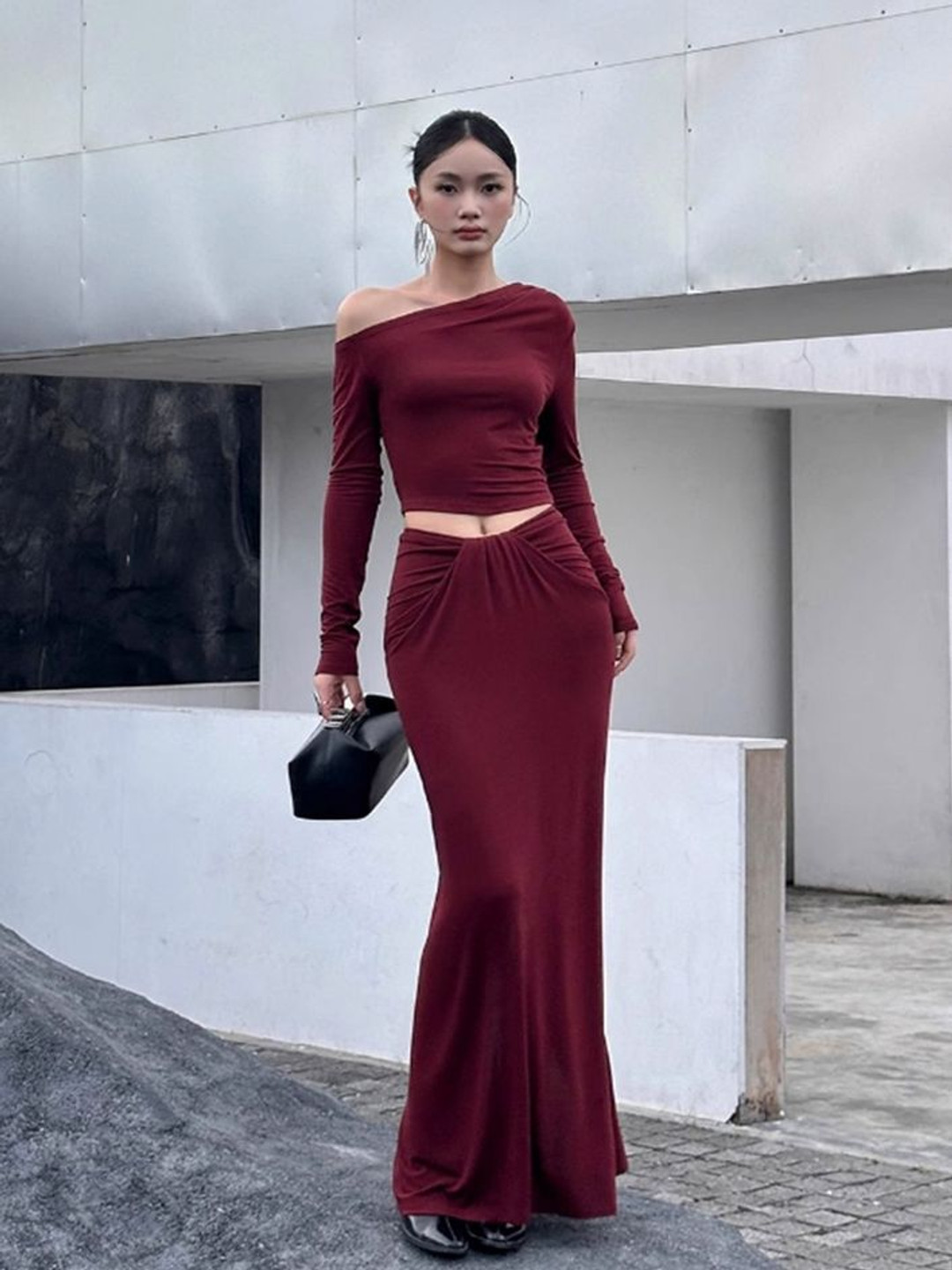

LULU & SKY One Shoulder Top With Skirt, Red
