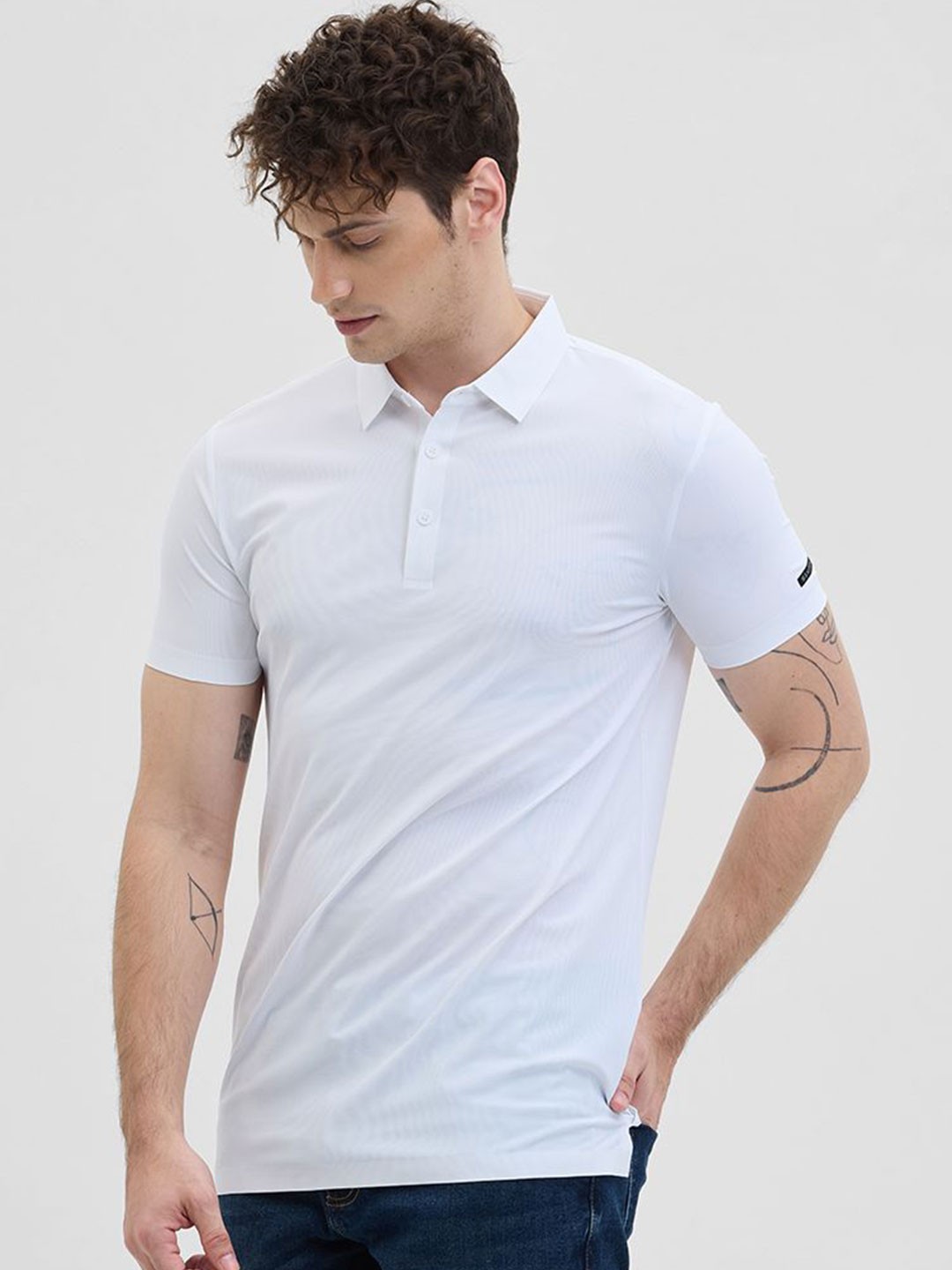 

Snitch Men Polo Collar Slim Fit T-shirt, White