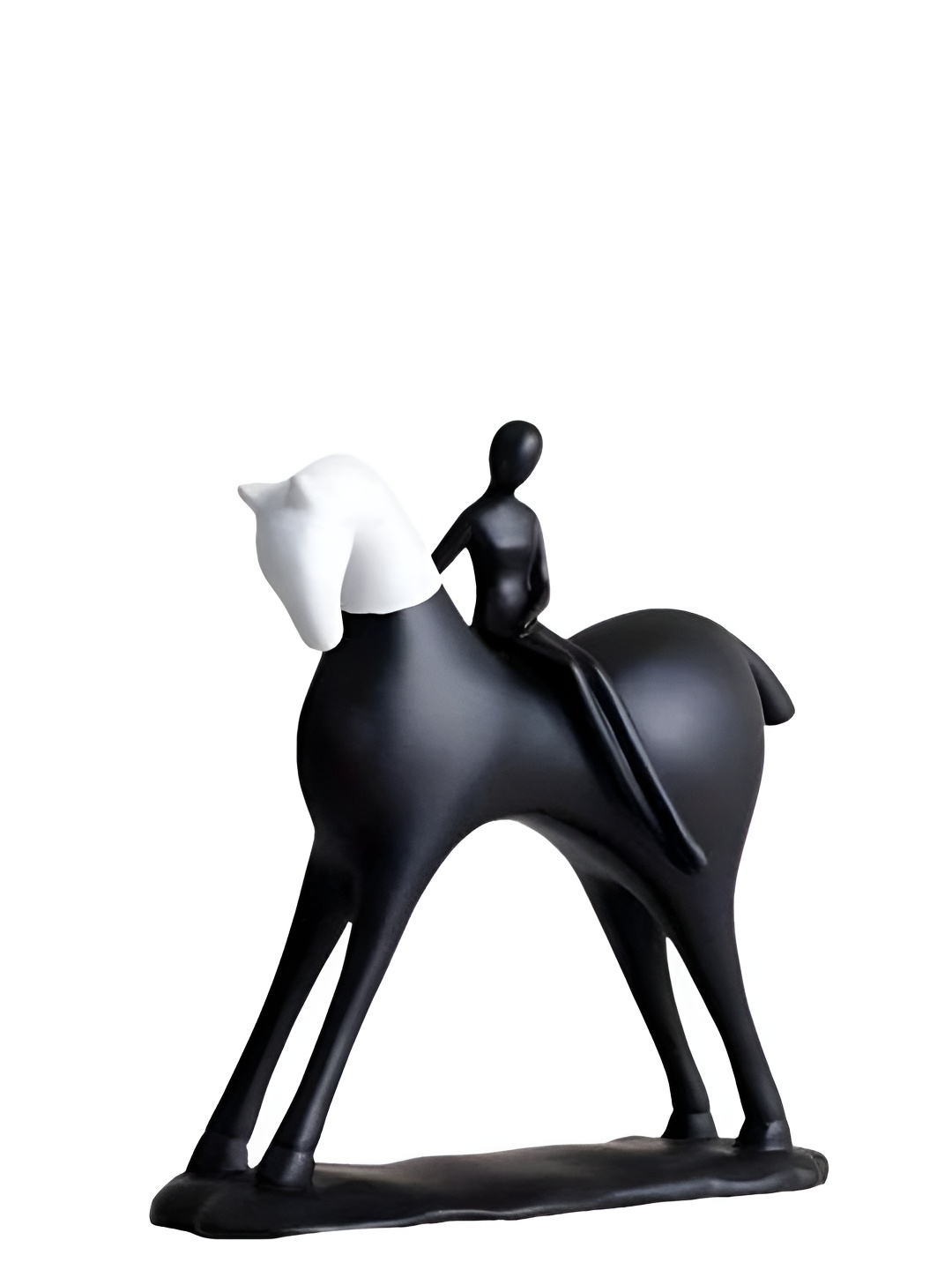 

SMOKEY COCKTAIL Black And White Elegant Woman Rider Figurine Showpiece