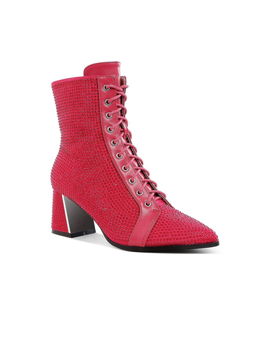 

London Rag Women Rhinestone Embellished Ankle Boots, Fuchsia