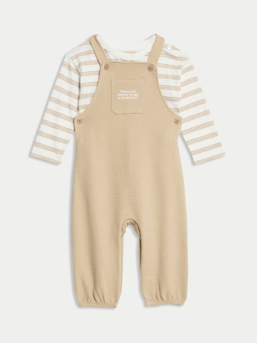 

Marks & Spencer Boys Pure Cotton Dungarees With T-Shirt, Brown