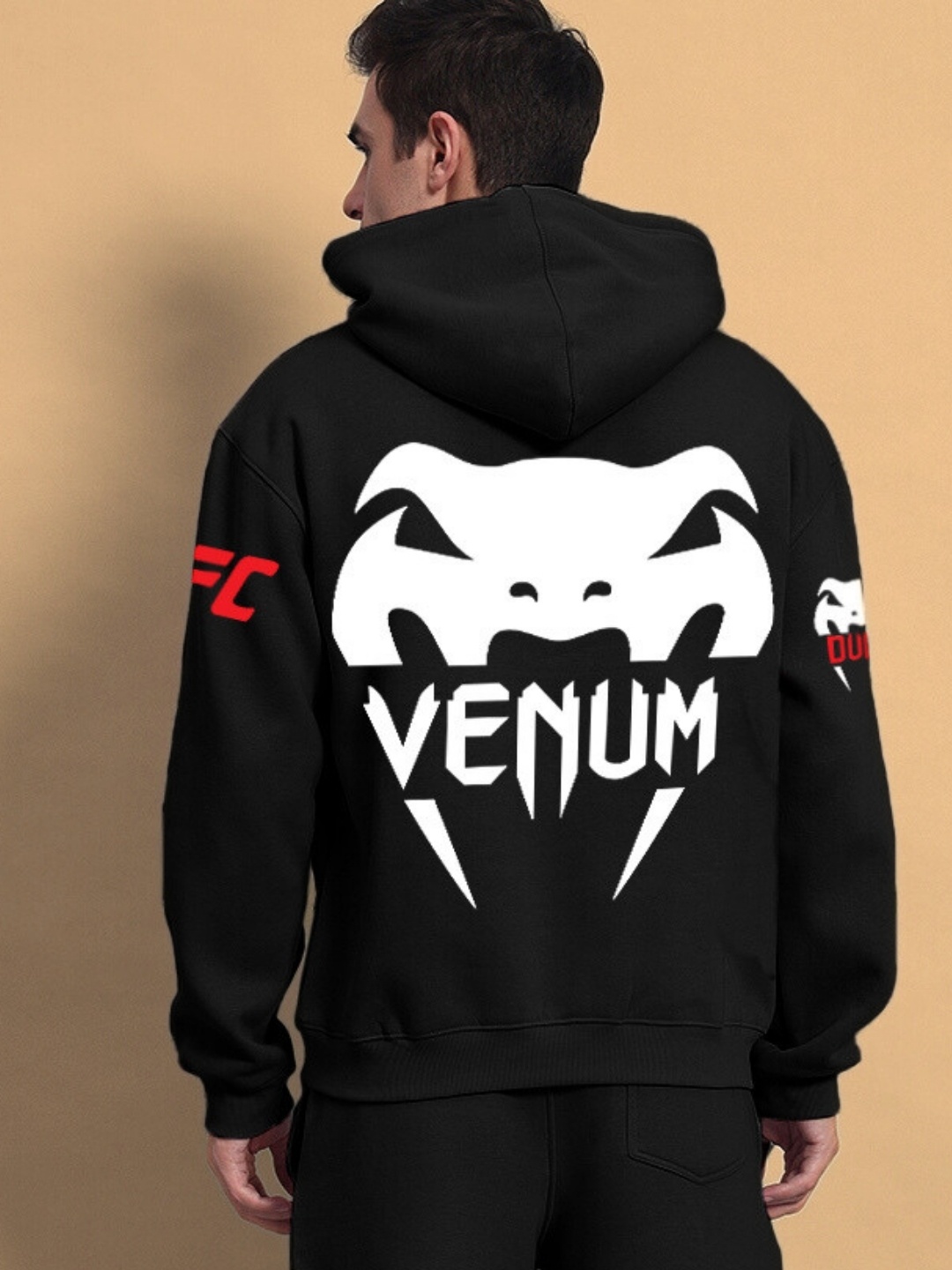 

WEARDUDS Men Printed Hooded Sweatshirt, Black
