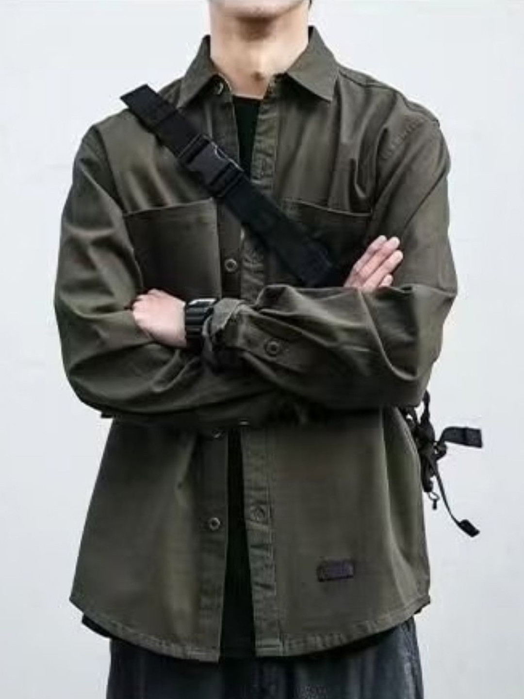 

StyleCast Men Standard Fit Spread Collar Solid Casual Shirt, Olive