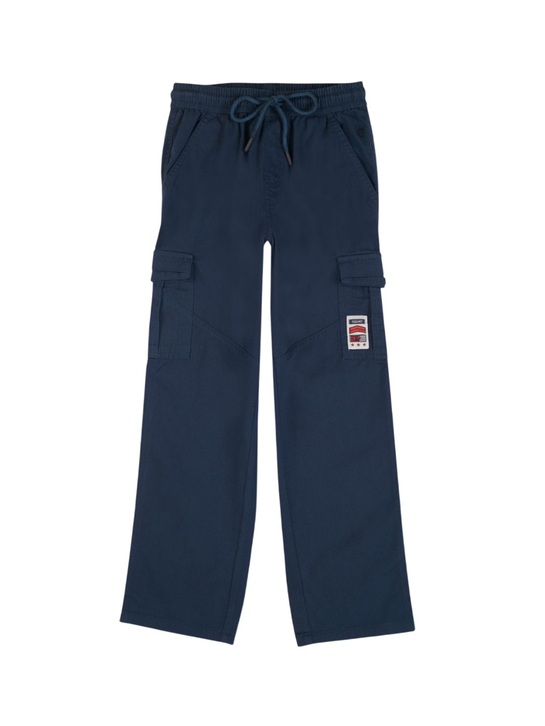 

Gini and Jony Boys Comfort Straight Fit Cotton Cargos Trousers, Blue