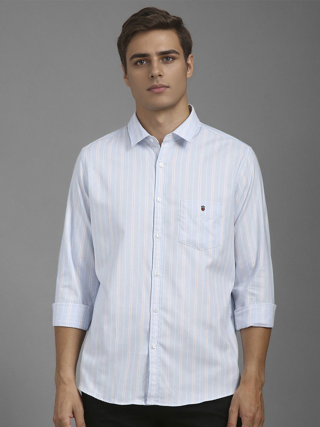 

Louis Philippe Sport Men Vertical Striped Pure Cotton Casual Shirt, Blue