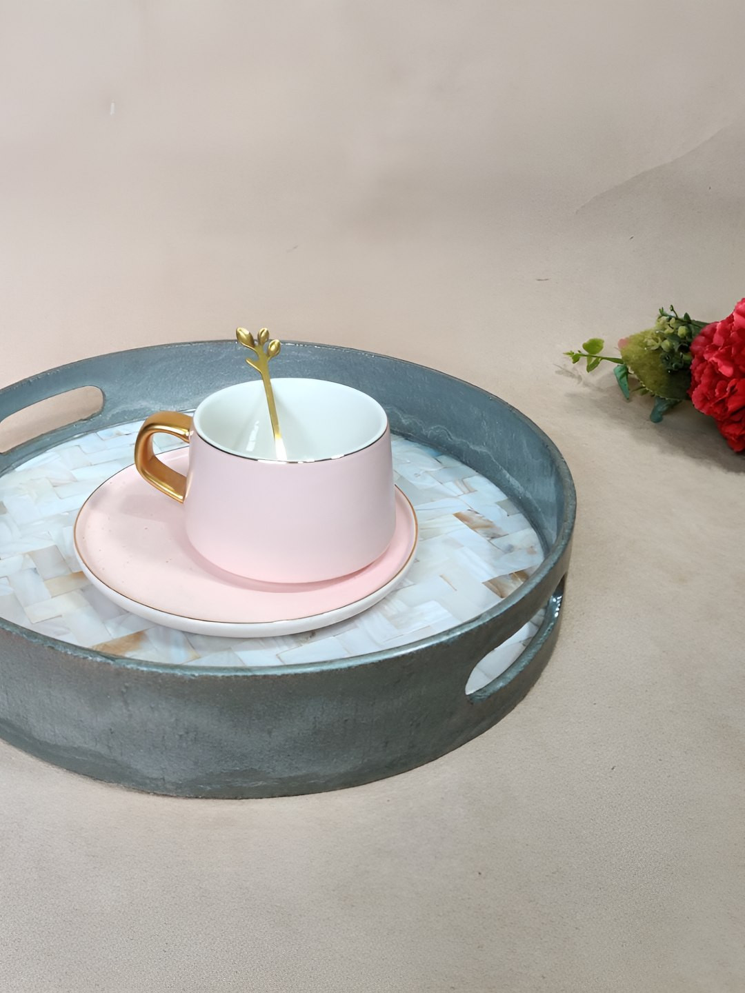 

THE HOME CO. White 2025 MDF 1 Pieces Easy to Clean Serving Tray