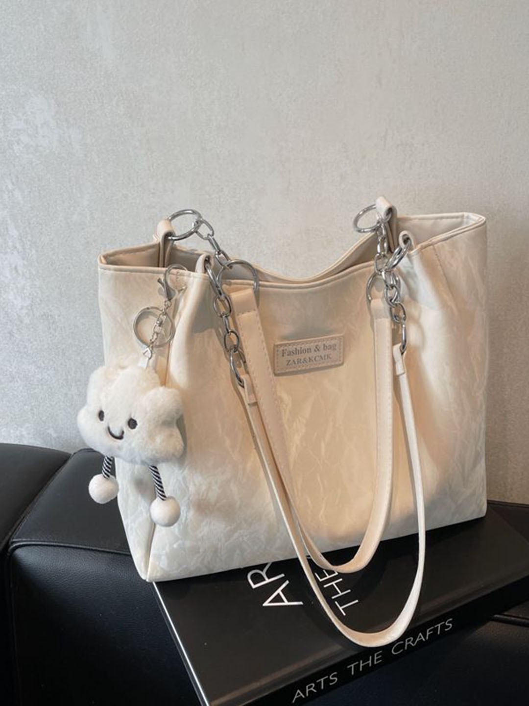 

StyleCast Women Textured Structured Shoulder Bag, Off white