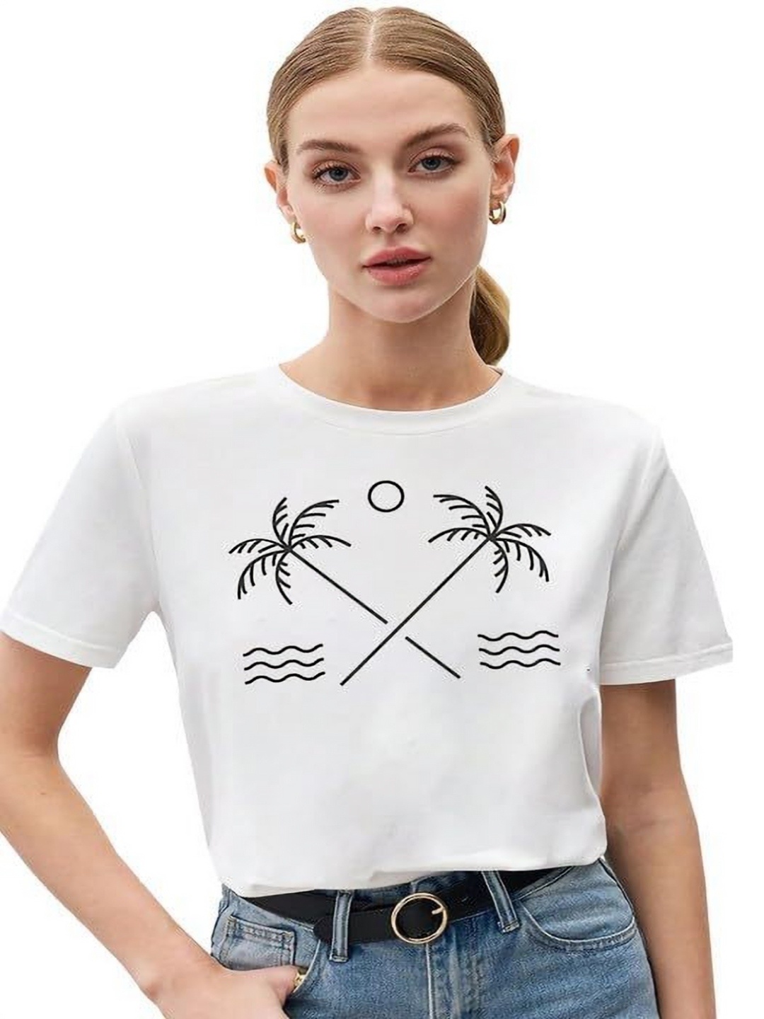 

VLAM Women Printed T-shirt, White