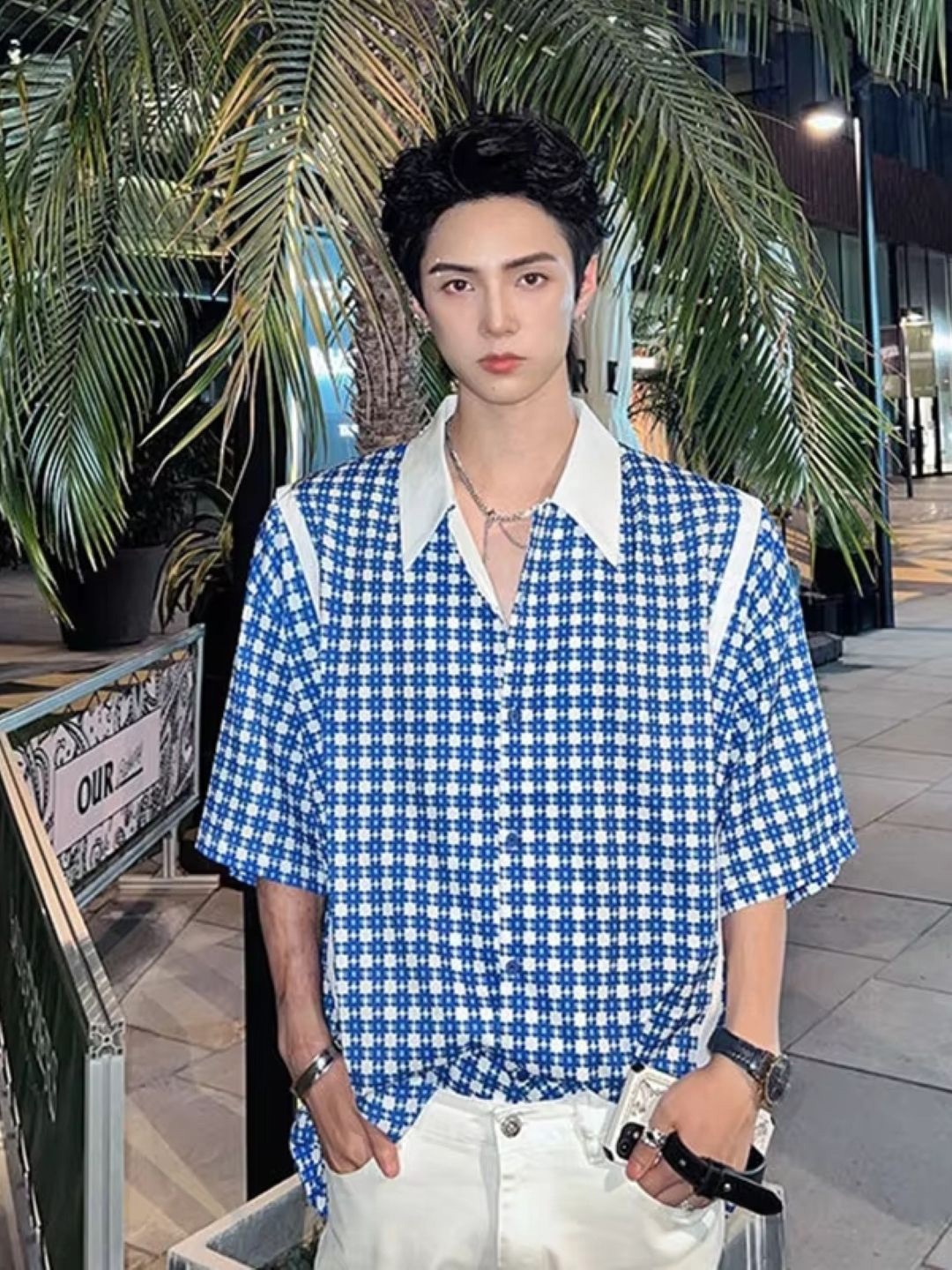 

StyleCast Men Standard Oversized Fit Spread Collar Shepherd Checked Casual Shirt, Blue