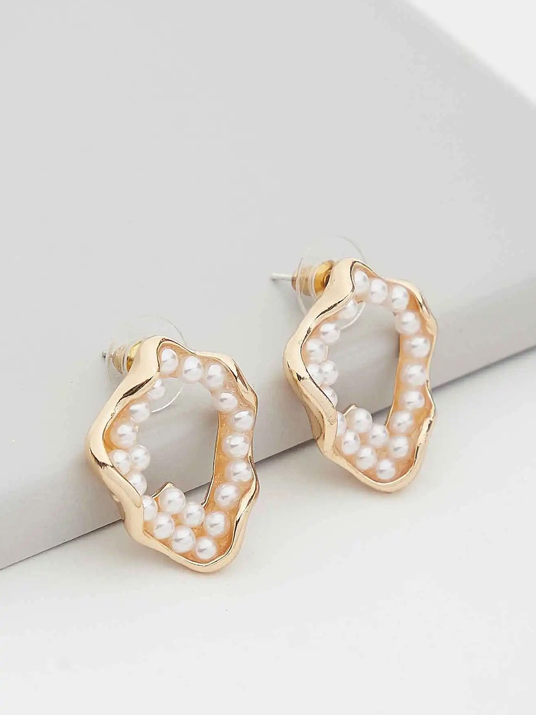 

Rhea Gold-Plated Nephele Pearls Studded Drop Earrings