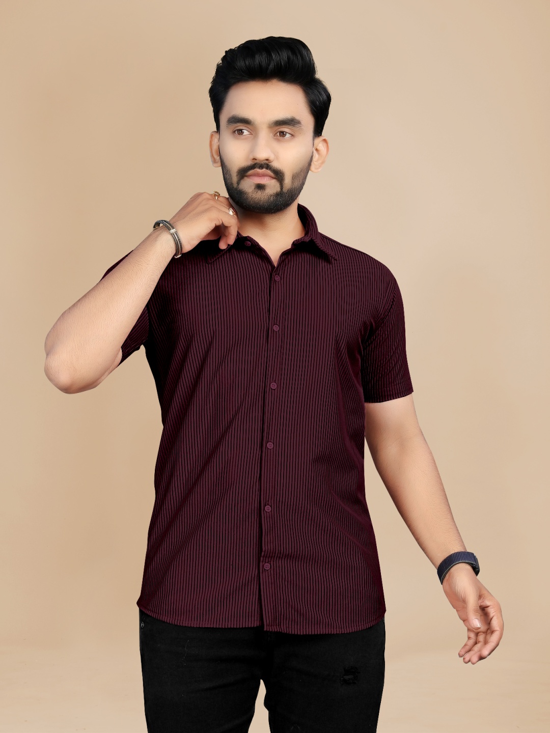 

Fashion FRICKS Men Opaque Casual Shirt, Maroon