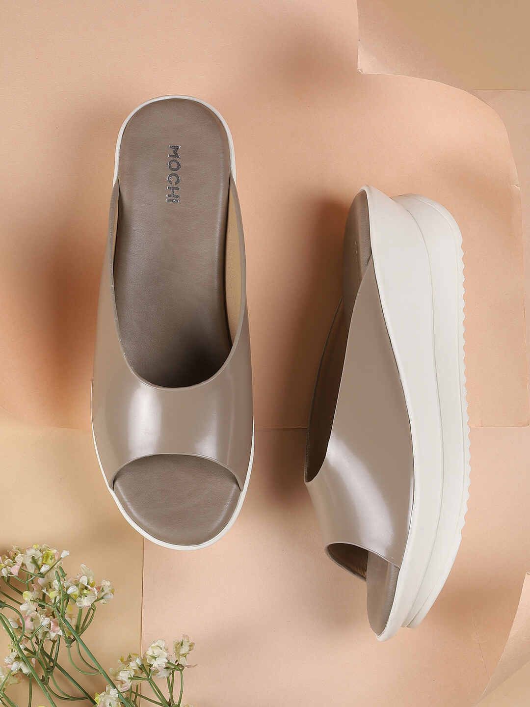 

Mochi Open Toe Wedge Heel Sandals, Brown