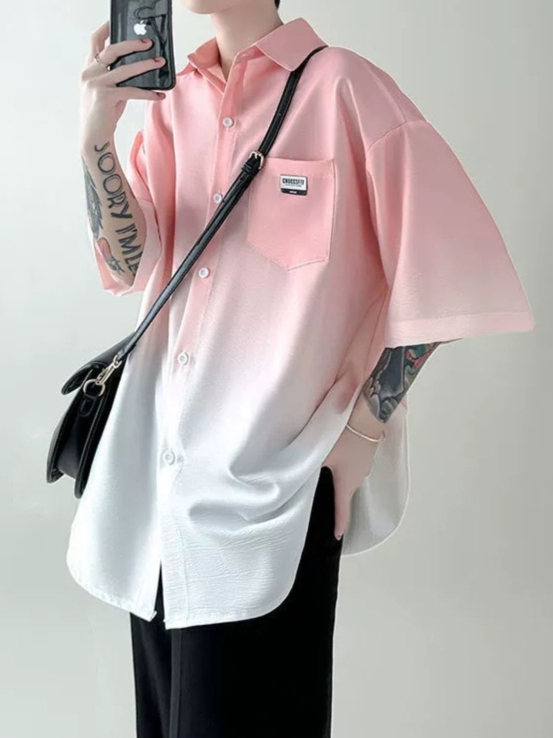 

StyleCast Men Standard Oversized Fit Spread Collar Dyed Casual Shirt, Pink