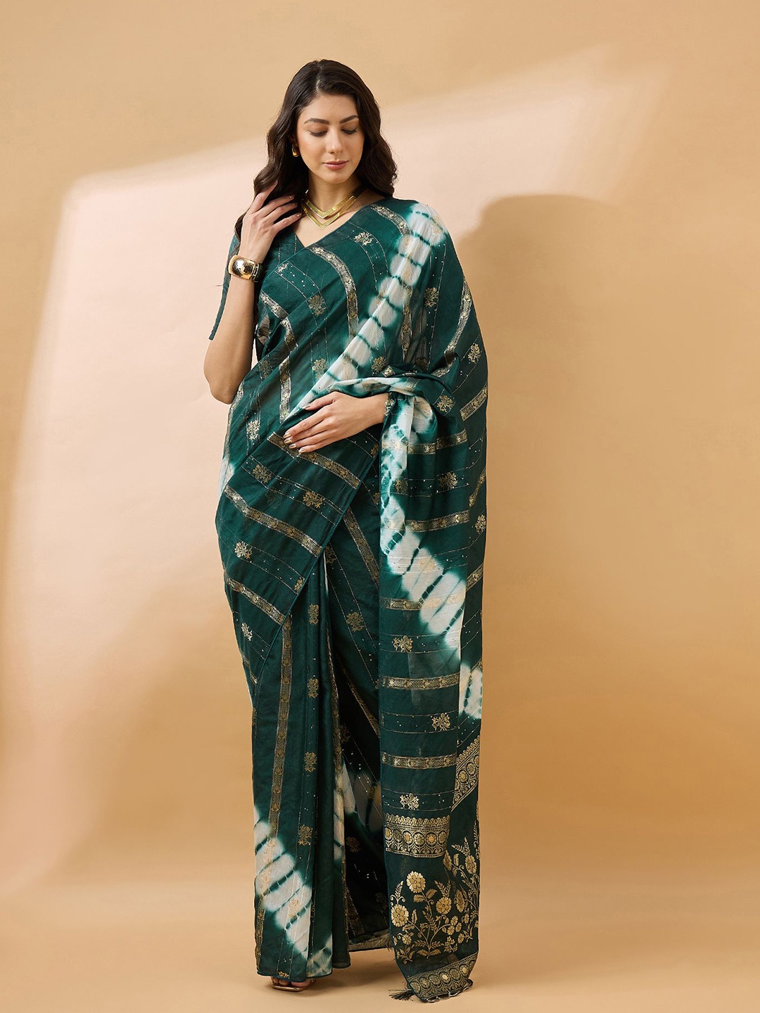 

KALINI Tie and Dye Saree, Green