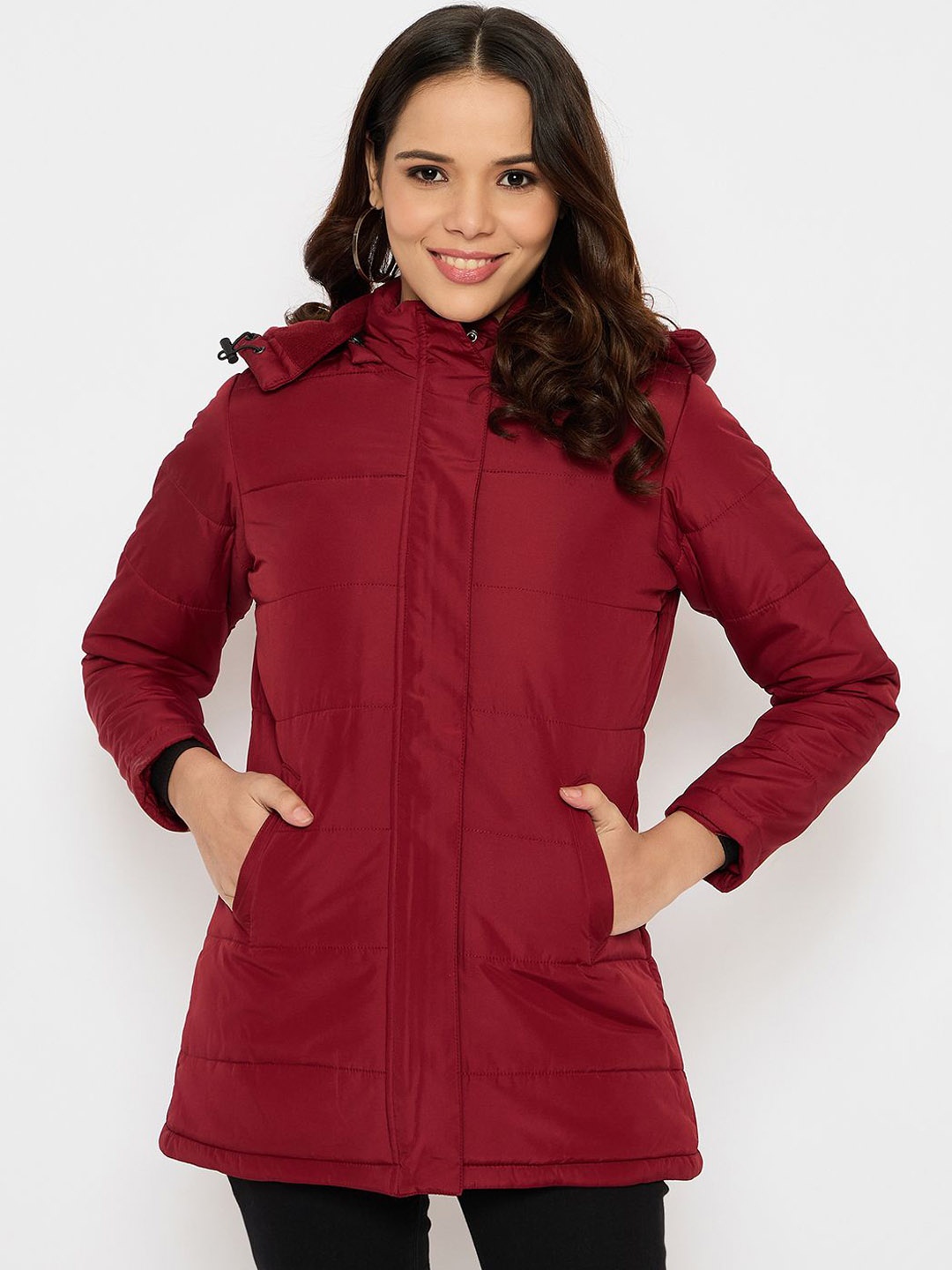 

Moda Elementi Women Polycotton Lightweight Longline Padded Jacket, Maroon