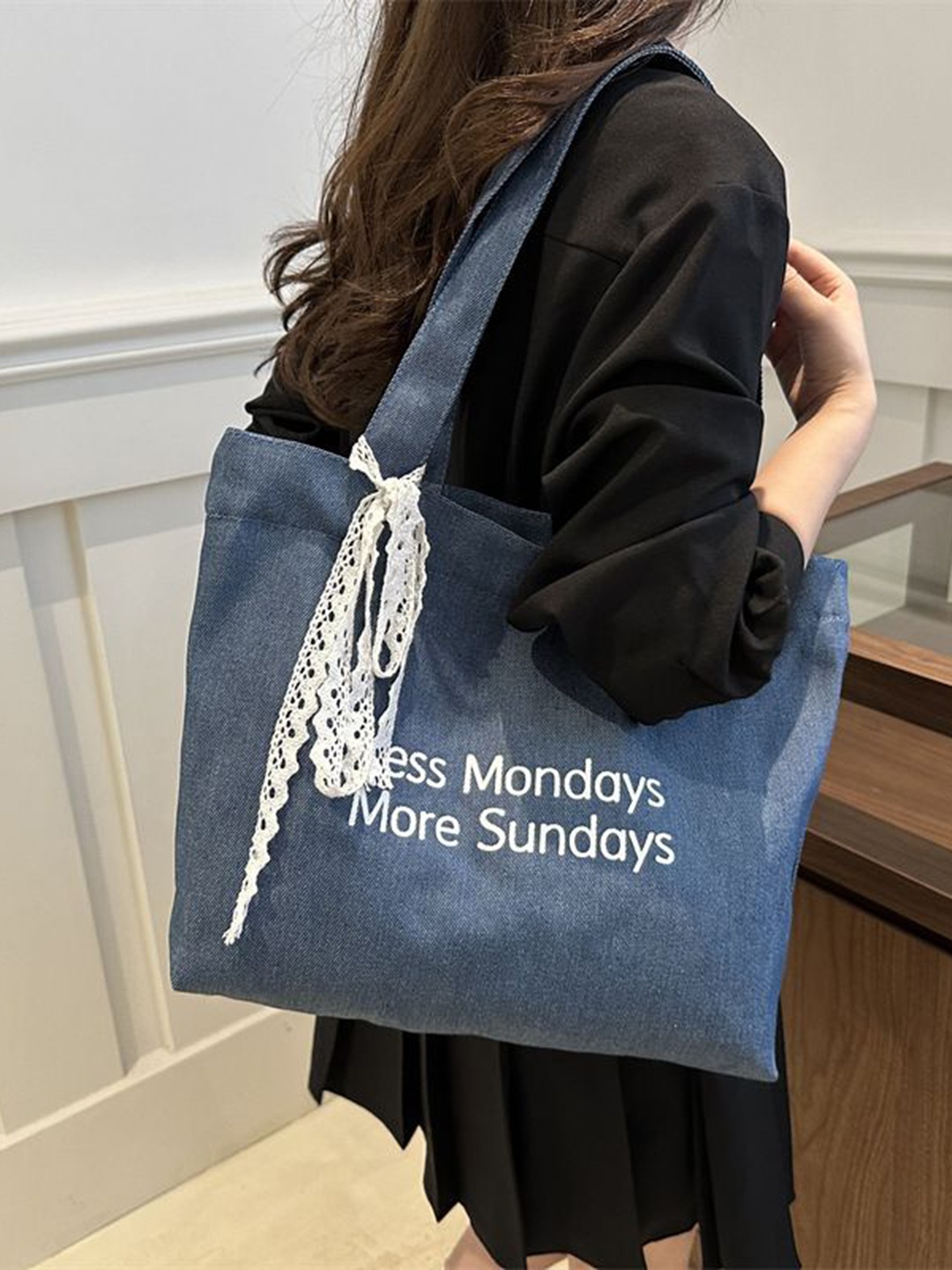 

StyleCast Women Typography Printed Shopper Tote Bag, Blue